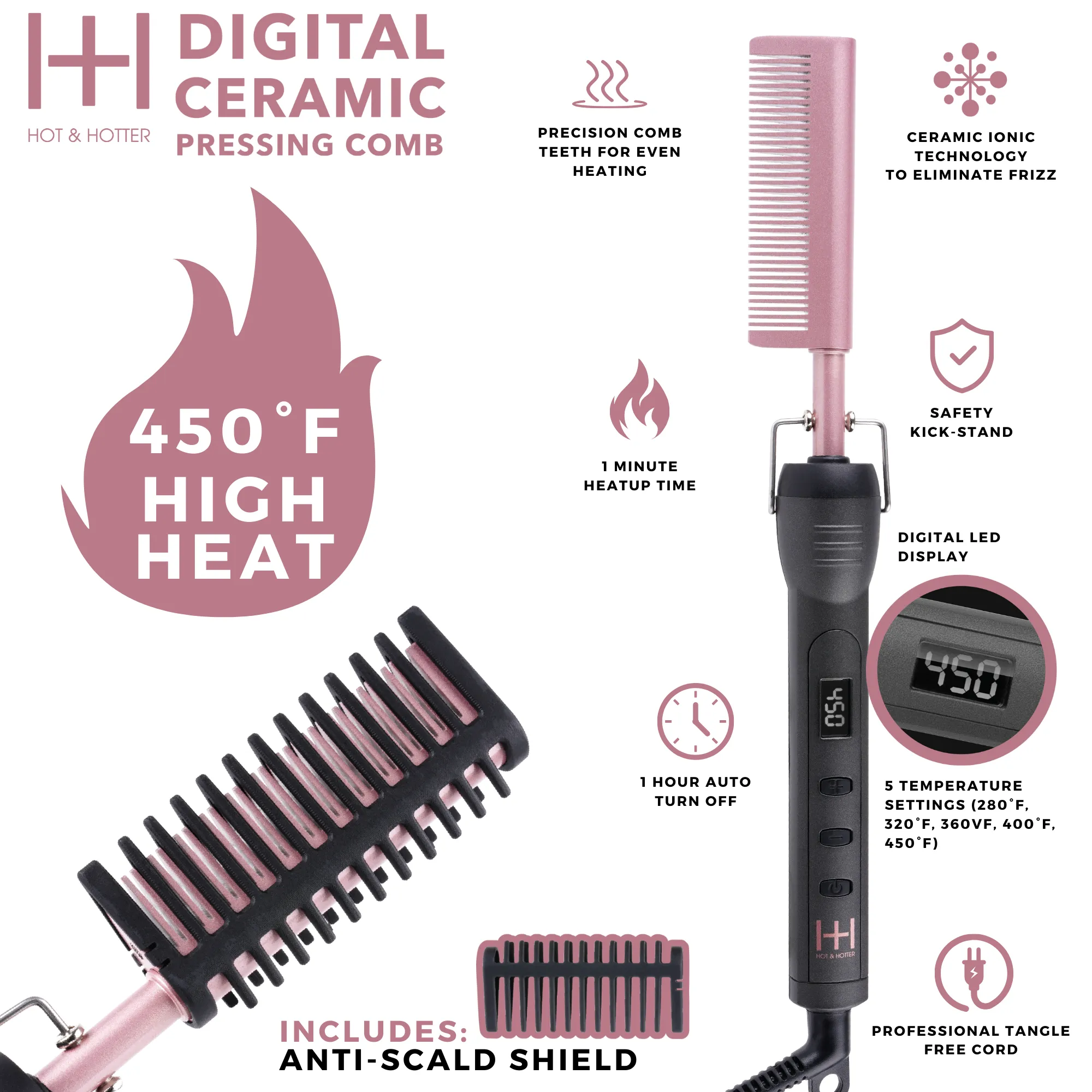 Hot & Hotter Digital Ceramic Pressing Hot Comb