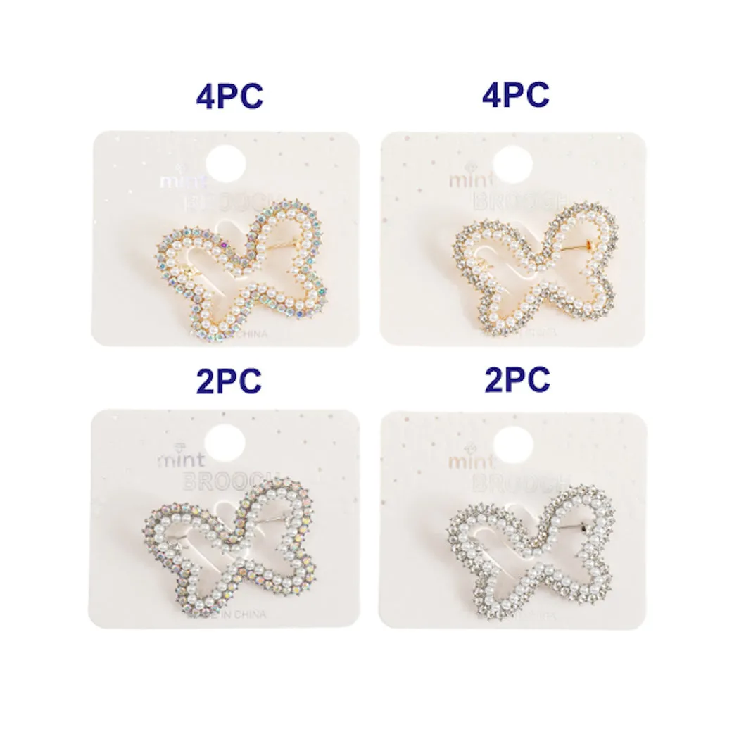 JAH44882-Rhinestone Butterfly Cutout Brooch