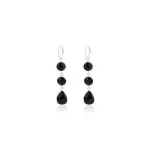Kai, 3 Stone Drop Earrings, Sterling Silver