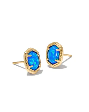 Kendra Scott Daphne Gold Framed Stud Earrings in Bright Blue Kyocera Opal