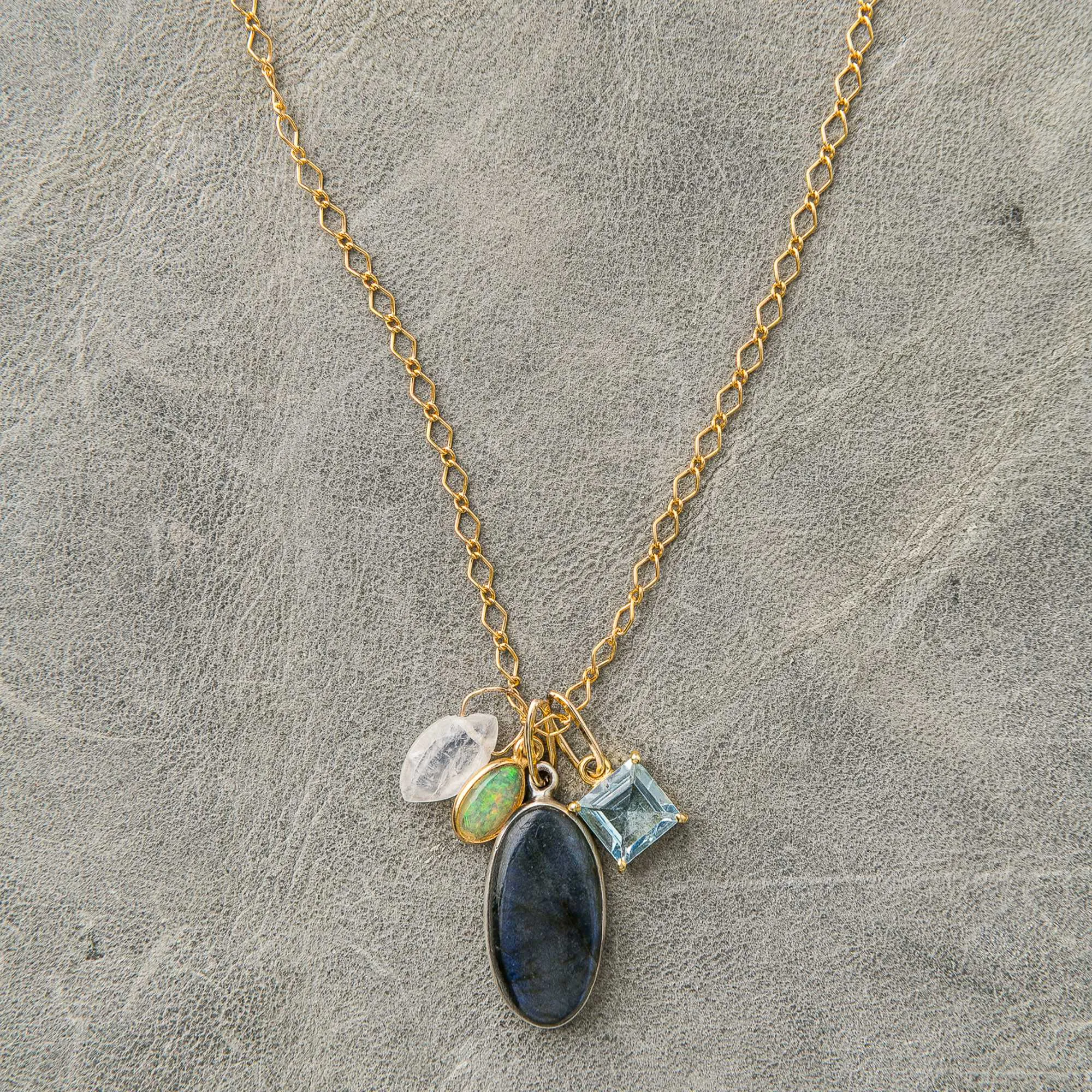 Labradorite Necklace with Topaz, Opal and Moonstone
