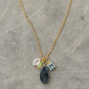 Labradorite Necklace with Topaz, Opal and Moonstone
