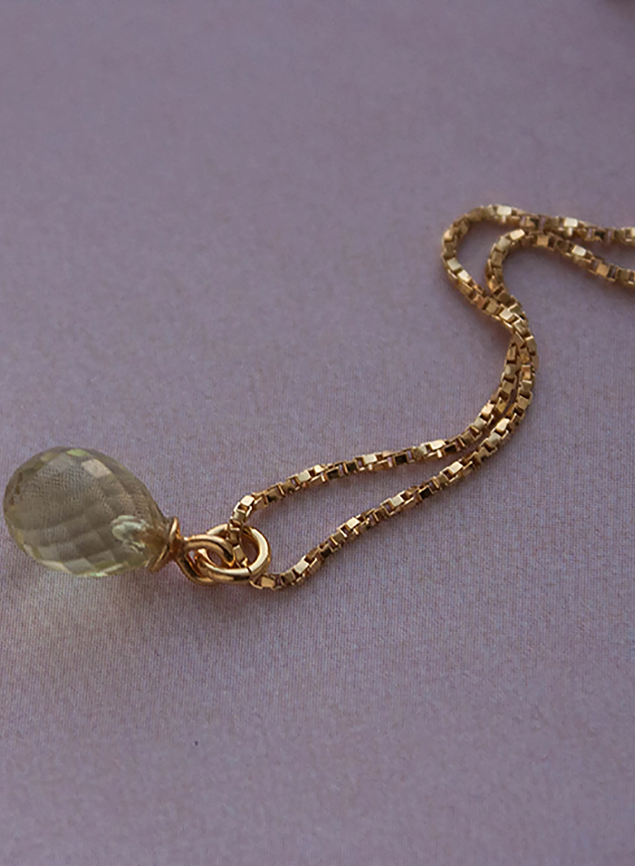 lemon quartz necklace gold <br> by Neinties
