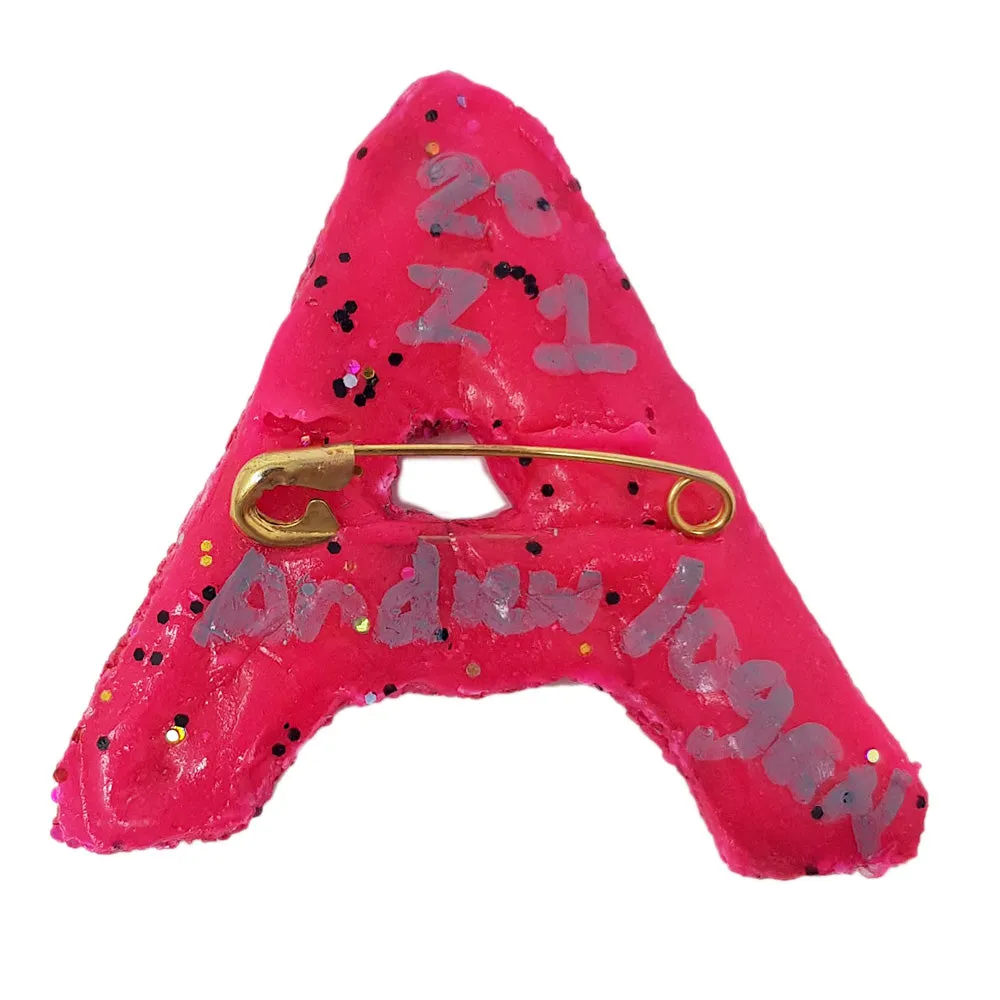 LETTER A - PINK BROOCH