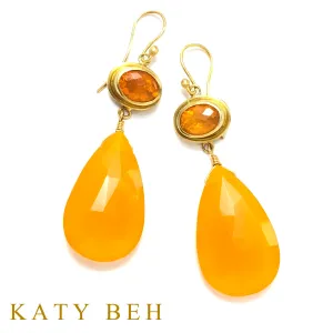 Lindsay Mexican Fire Opal and Orange Calcite Earrings