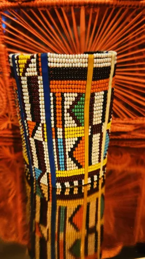 Maasai Beaded Cuffs-Orange/Green/White/Light Blue