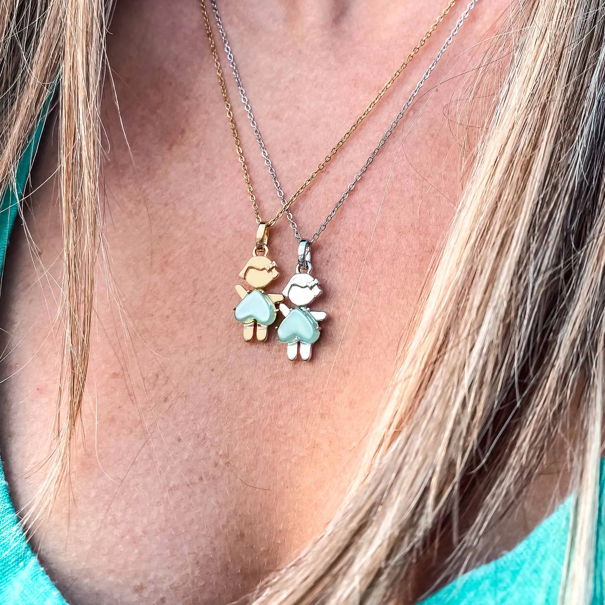 MARCH Birthstone Girl Necklace in Aquamarine