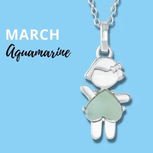 MARCH Birthstone Girl Necklace in Aquamarine