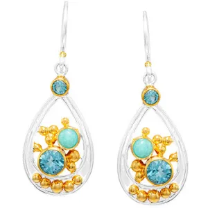 Michou Sterling Silver 24 Kt. Gold Vermeil Pear Shaped Earrings