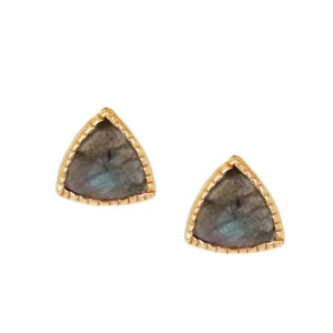MINI FREEDOM STUD EARRINGS - LABRADORITE  & GOLD