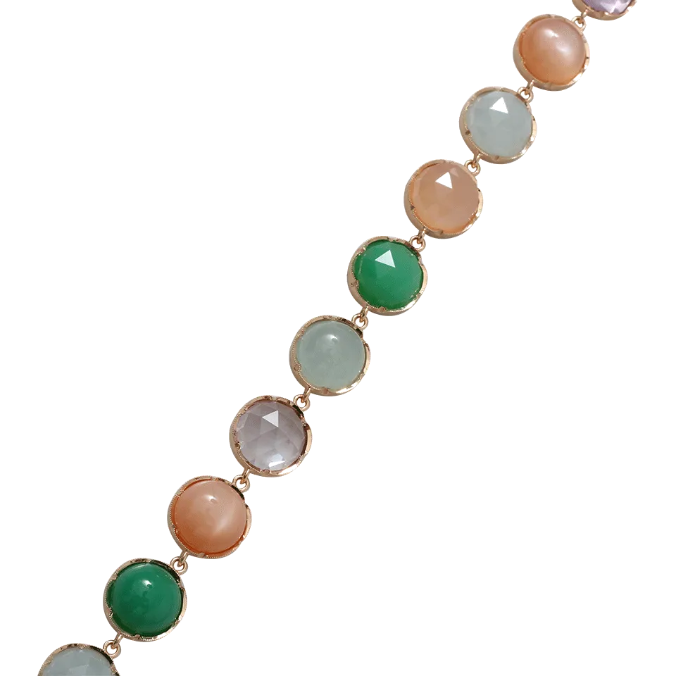 Mixed Stone Rosecut And Cabochon Necklace