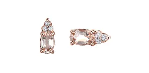 Morganite & Diamond Stud Earrings in Rose & White Gold Morganite & Diamond Stud Earrings in Rose & White Gold