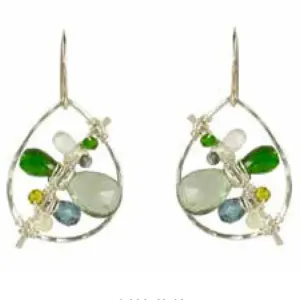 Moss Aqua Quartz Chrome Diopside Aqua Opal Green Zircon Earrings E019OF by Vannucci