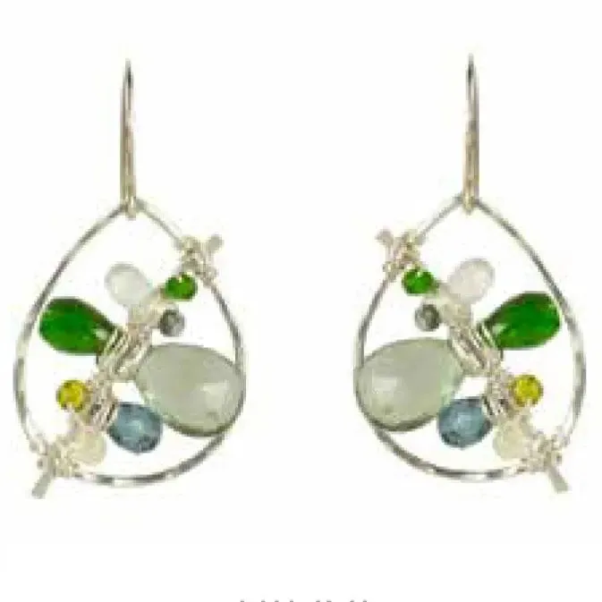 Moss Aqua Quartz Chrome Diopside Aqua Opal Green Zircon Earrings E019OF by Vannucci