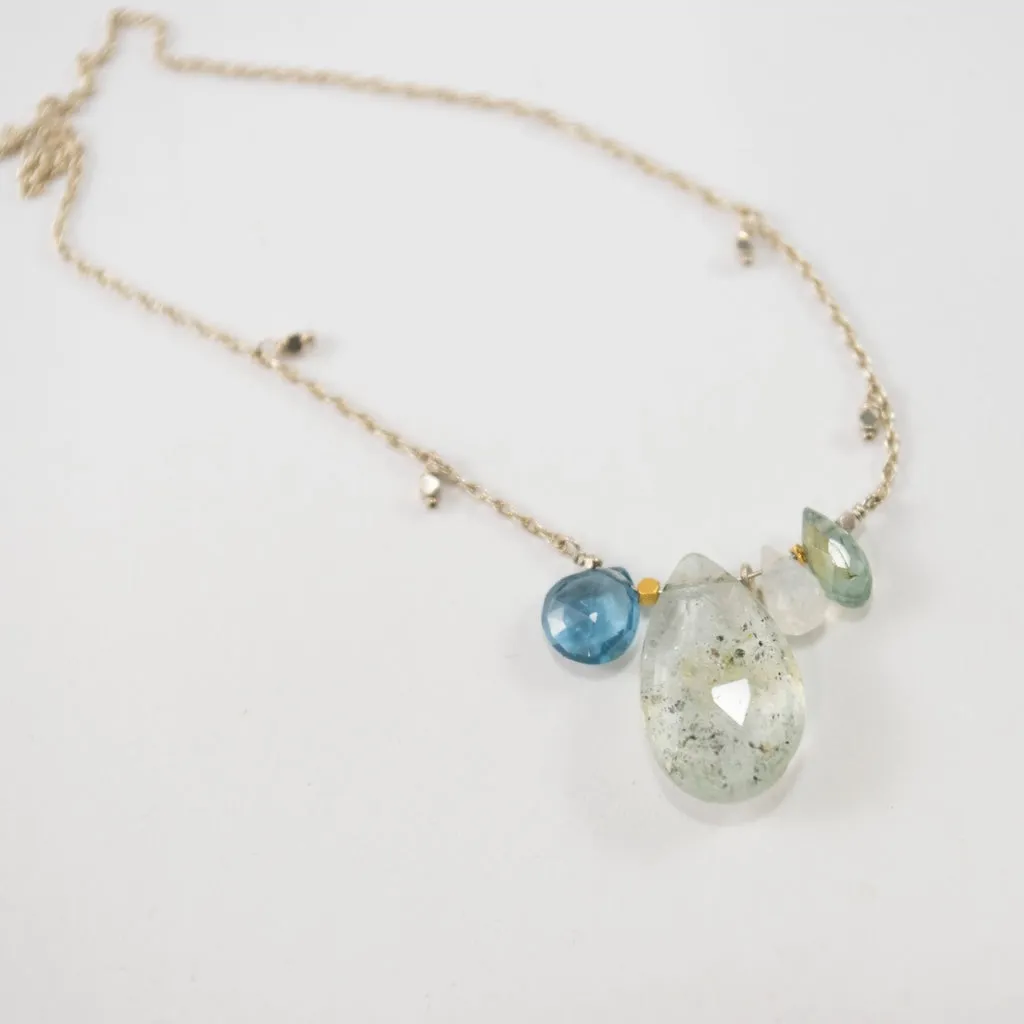 Moss Aquamarine and London Blue Topaz Necklace