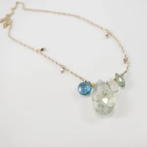 Moss Aquamarine and London Blue Topaz Necklace