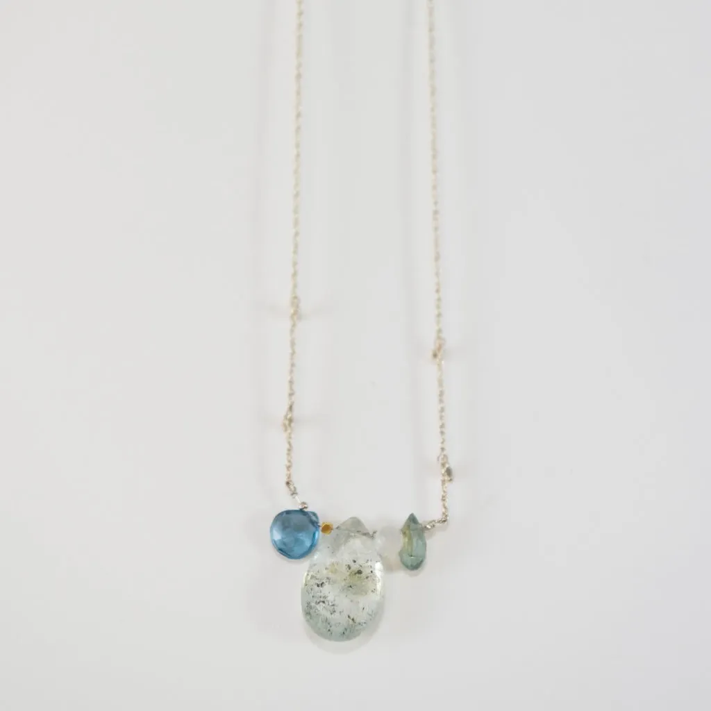 Moss Aquamarine and London Blue Topaz Necklace
