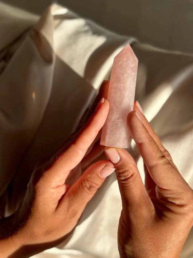 Natural Rose Quartz Crystal Wand (Large)