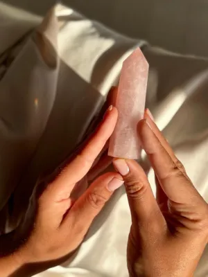 Natural Rose Quartz Crystal Wand (Large)