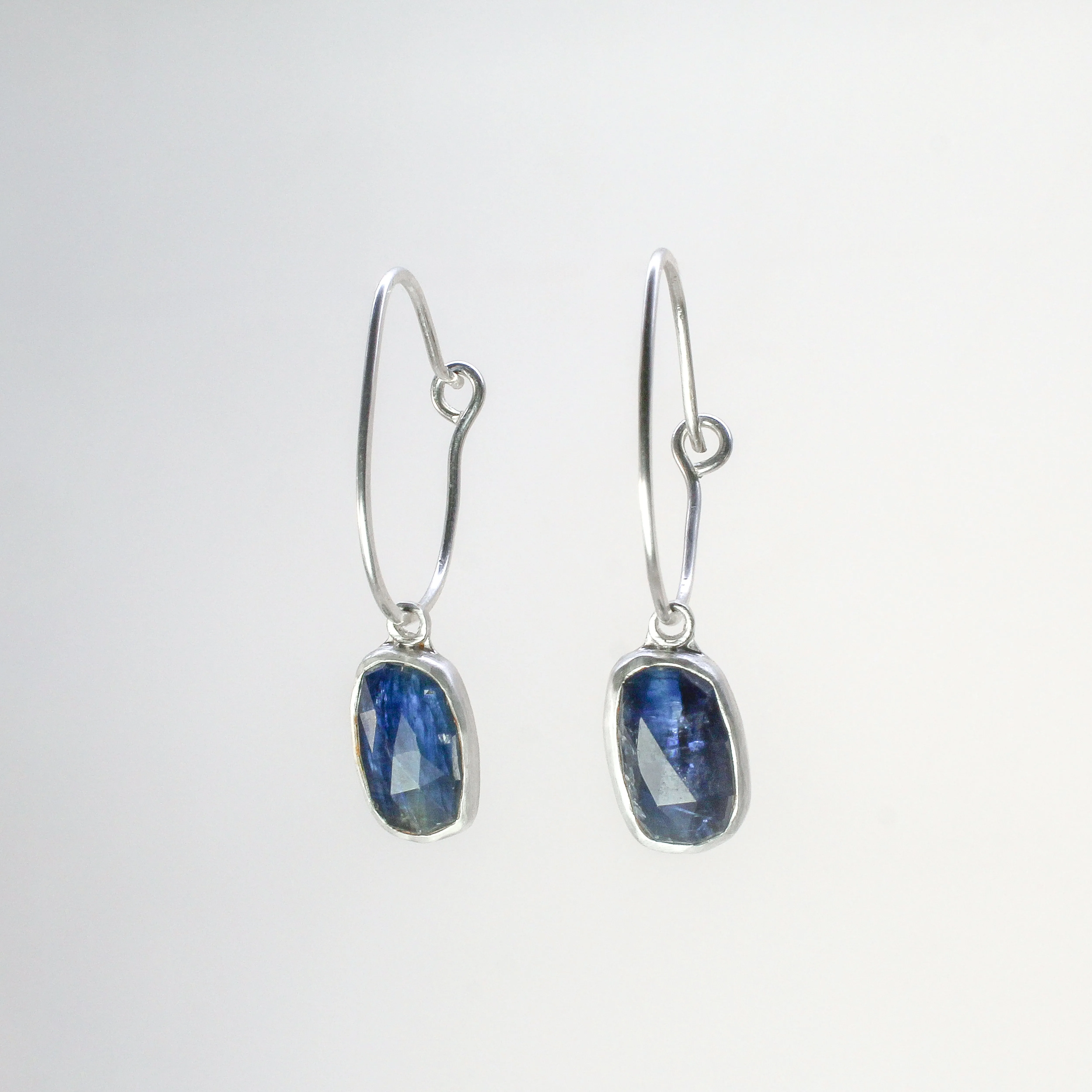 NEW! Dark Blue Kyanite on Sterling Silver Hoop Earrings by Ashley Procopio