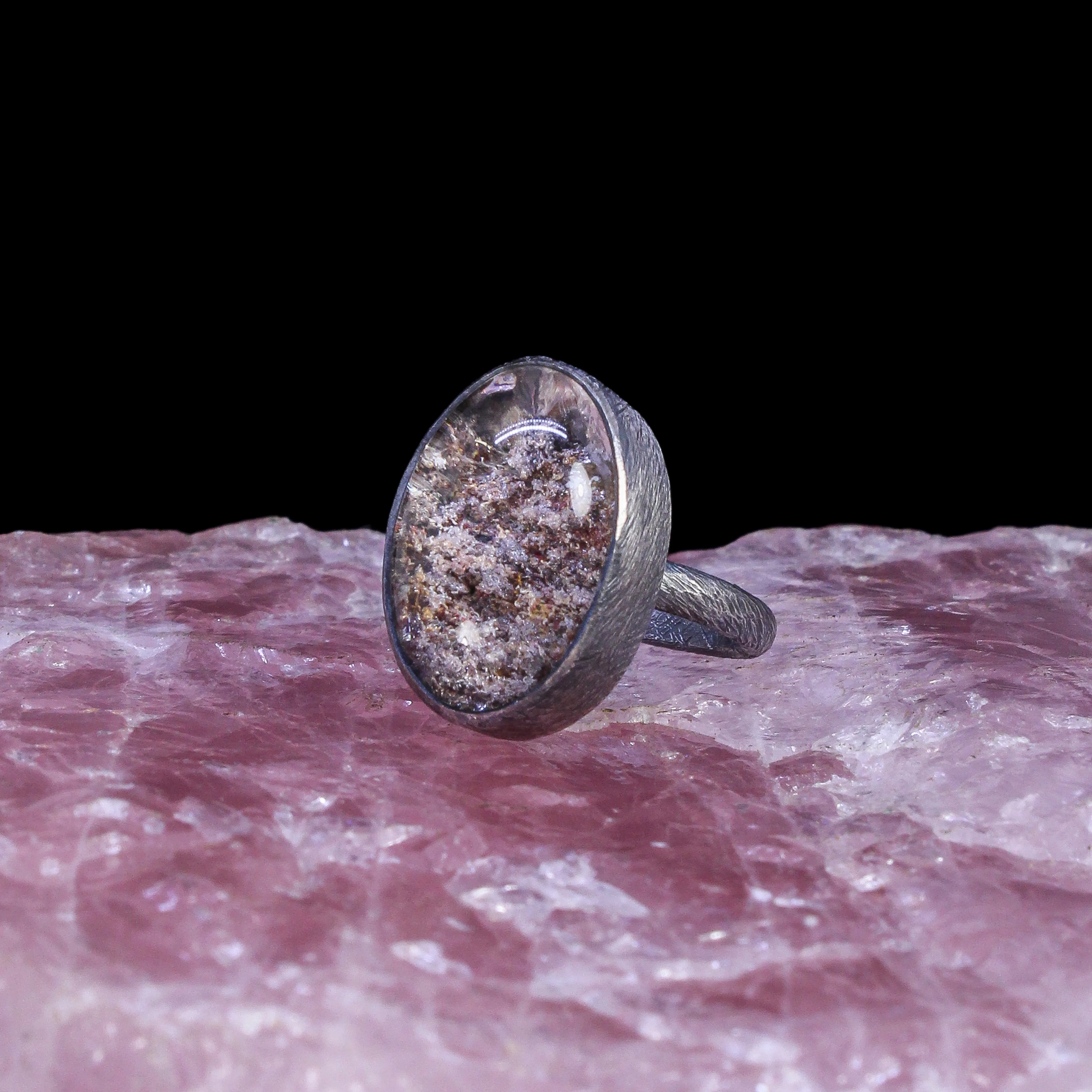 NEW! OOAK Oval Portrait Lodalite in Oxidized Sterling Silver Ring by Heather Guidero