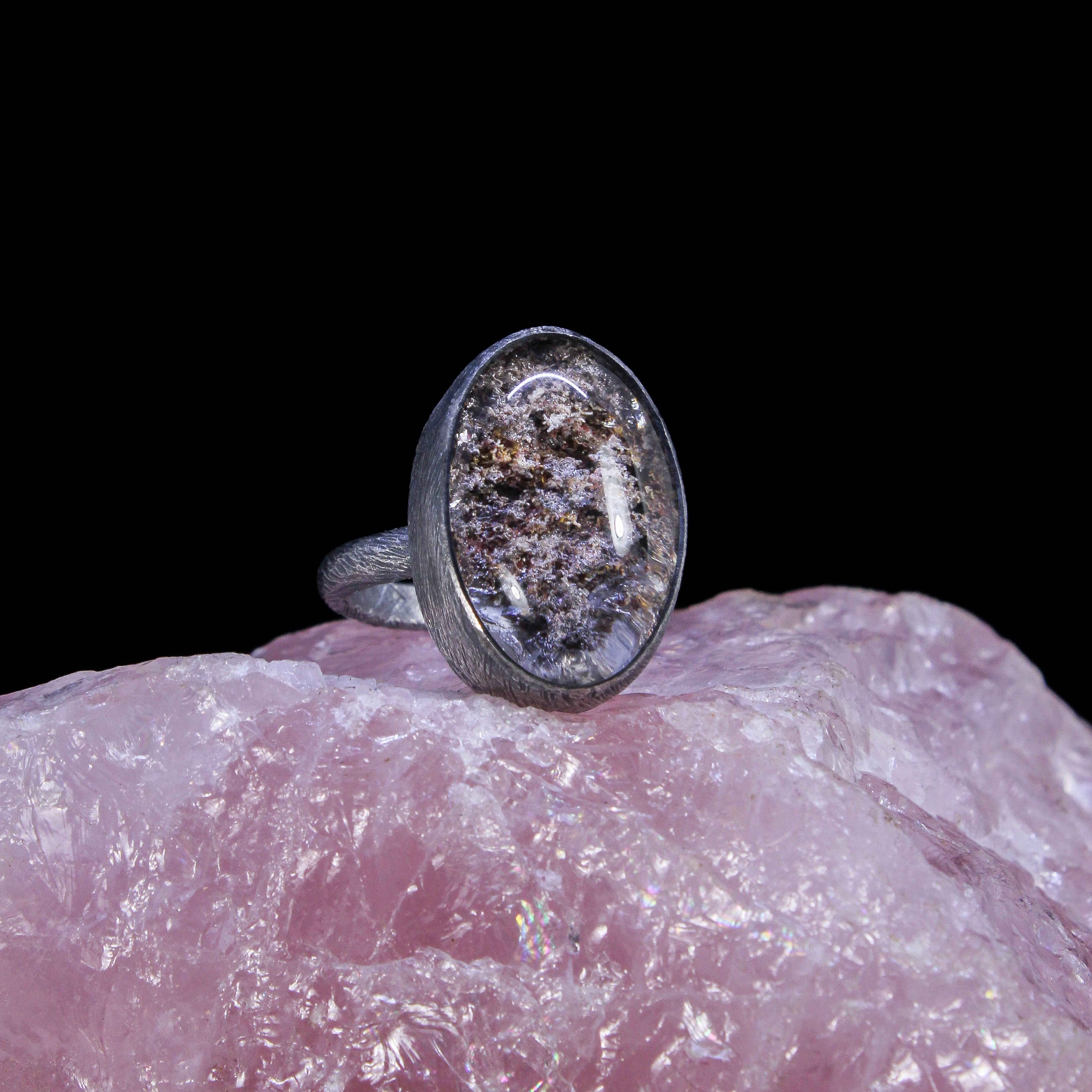 NEW! OOAK Oval Portrait Lodalite in Oxidized Sterling Silver Ring by Heather Guidero
