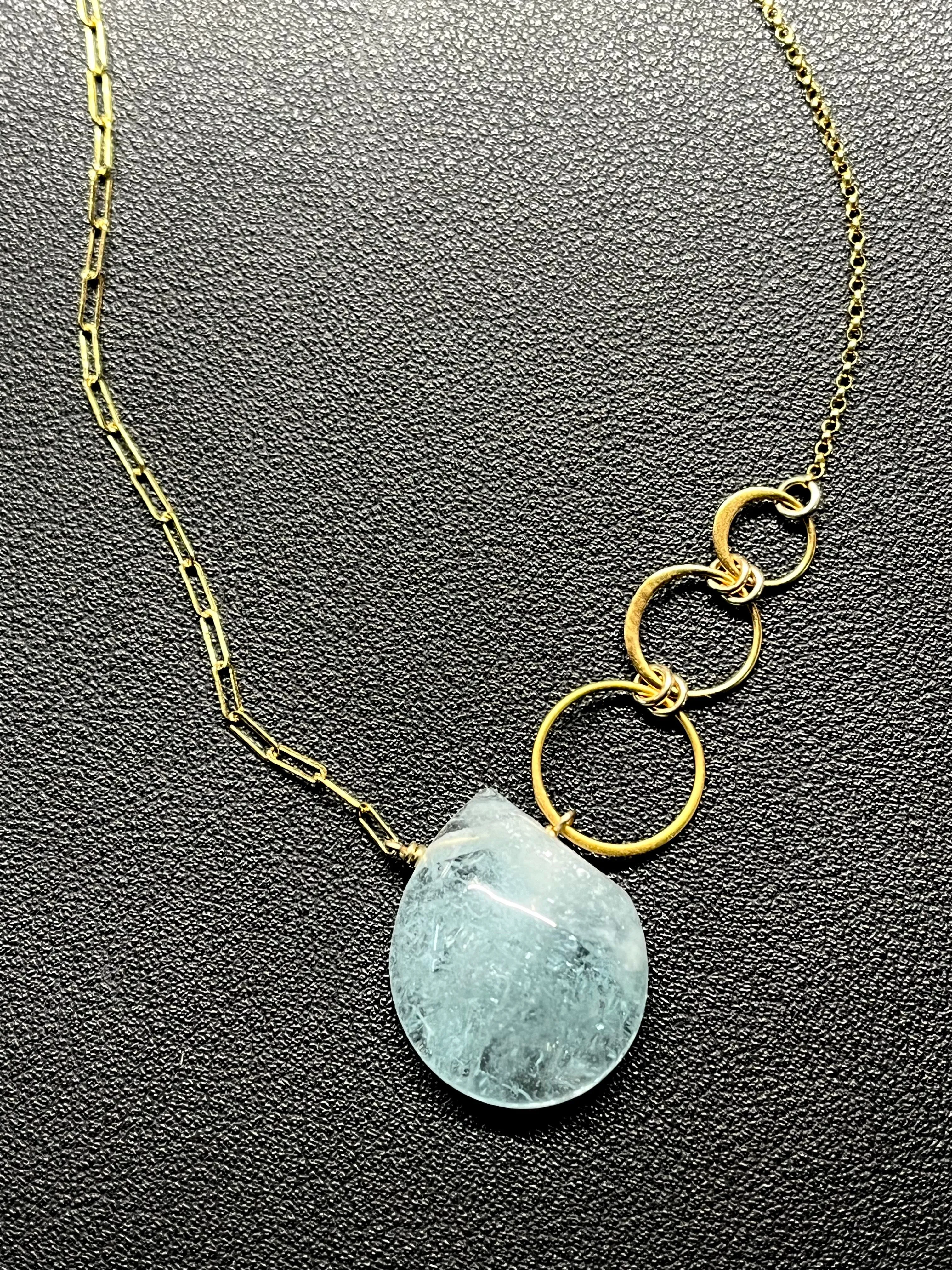 •NYX• aquamarine   eclipses   gold necklace (18"-20")