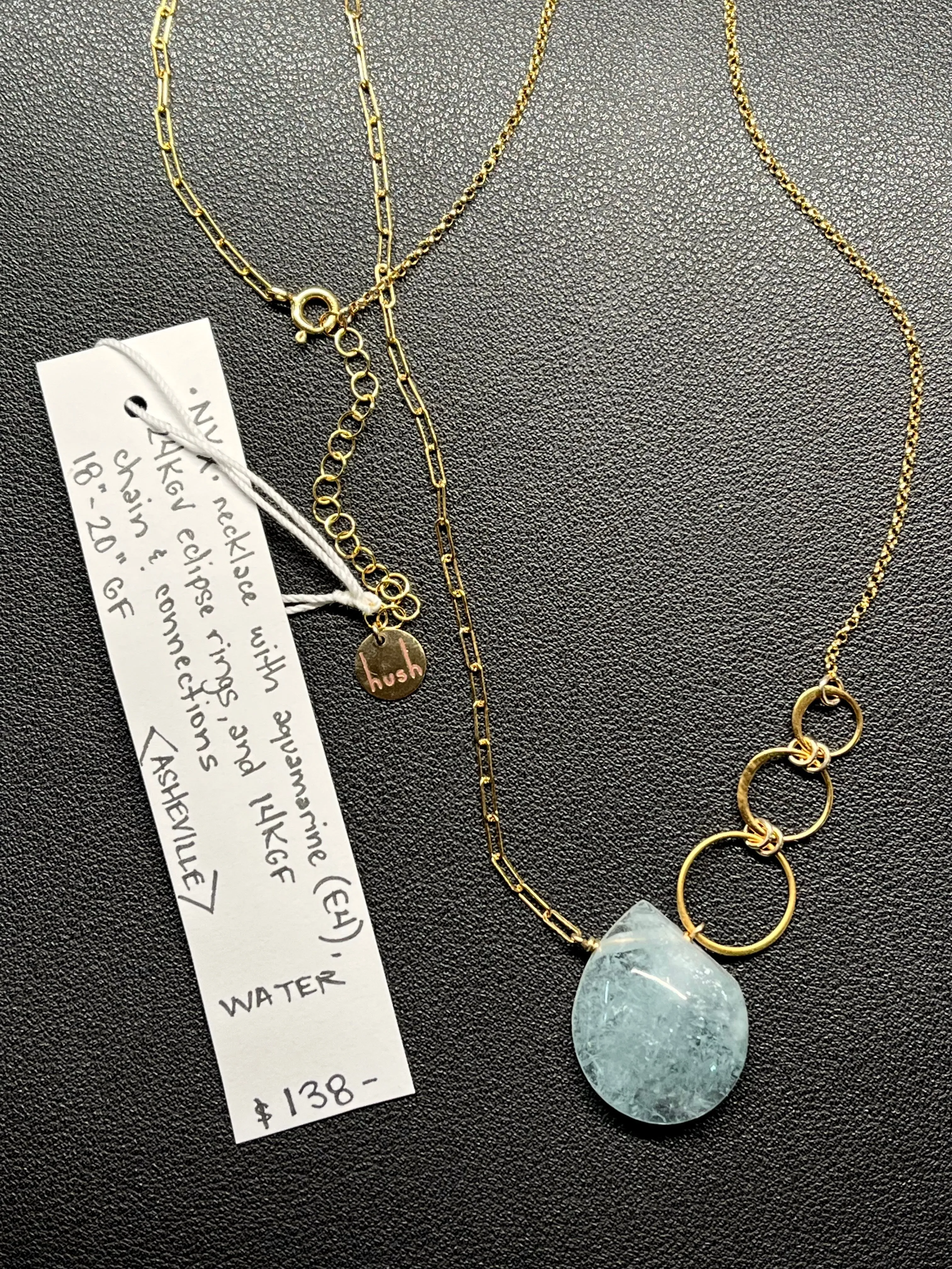 •NYX• aquamarine   eclipses   gold necklace (18"-20")