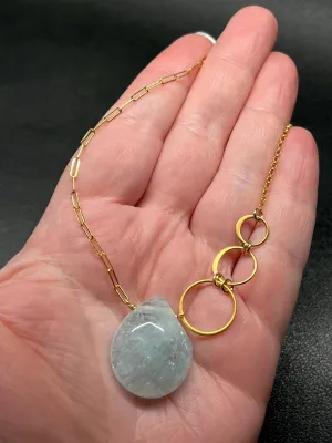 •NYX• aquamarine   eclipses   gold necklace (18"-20")