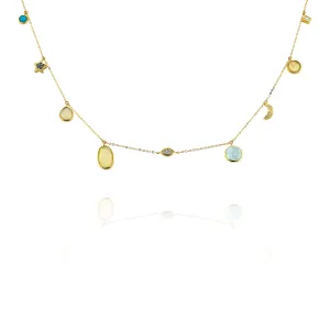 Opal, Aquamarine, and Turquoise Necklace by Yael