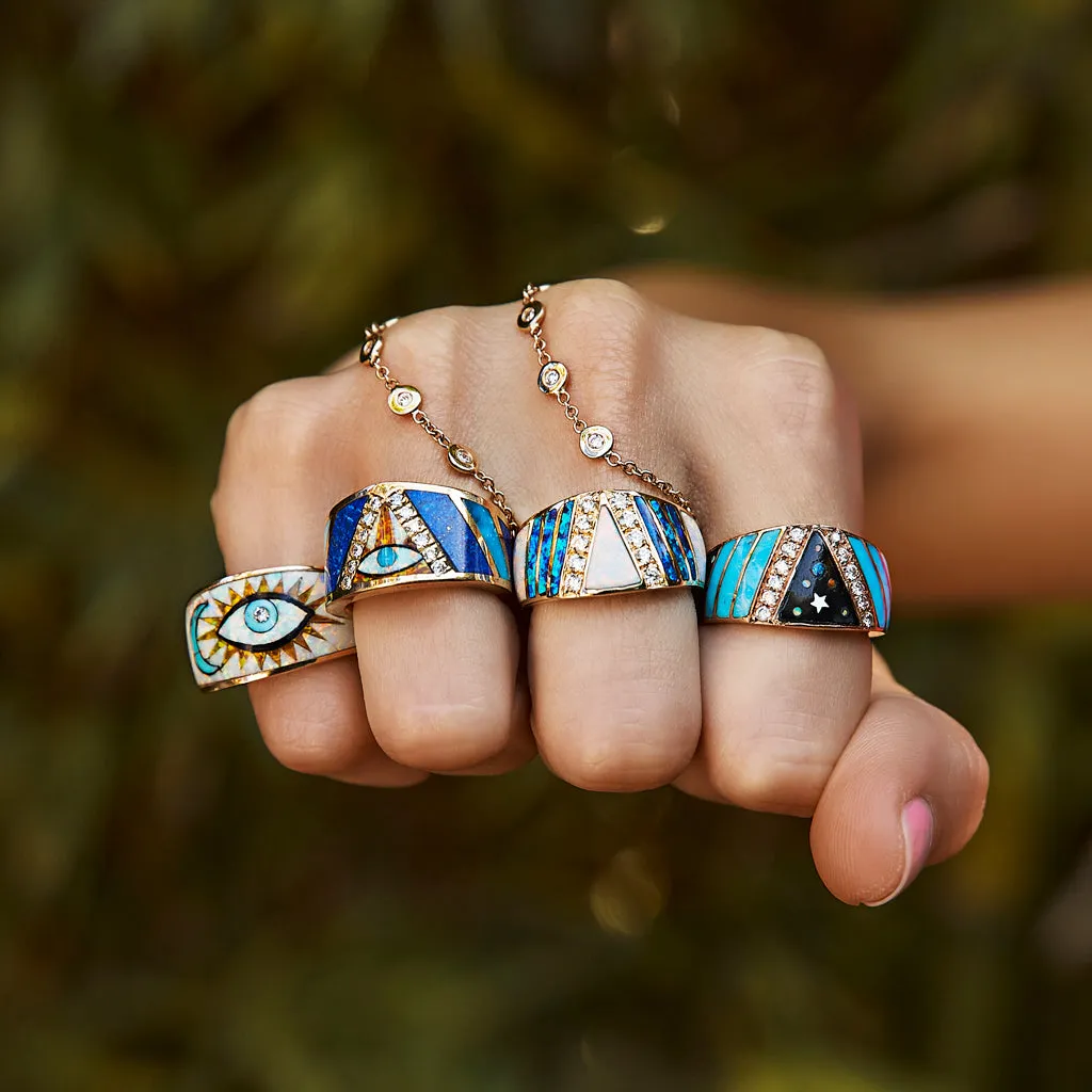 OPAL INLAY BLUE MOON   EYE RING