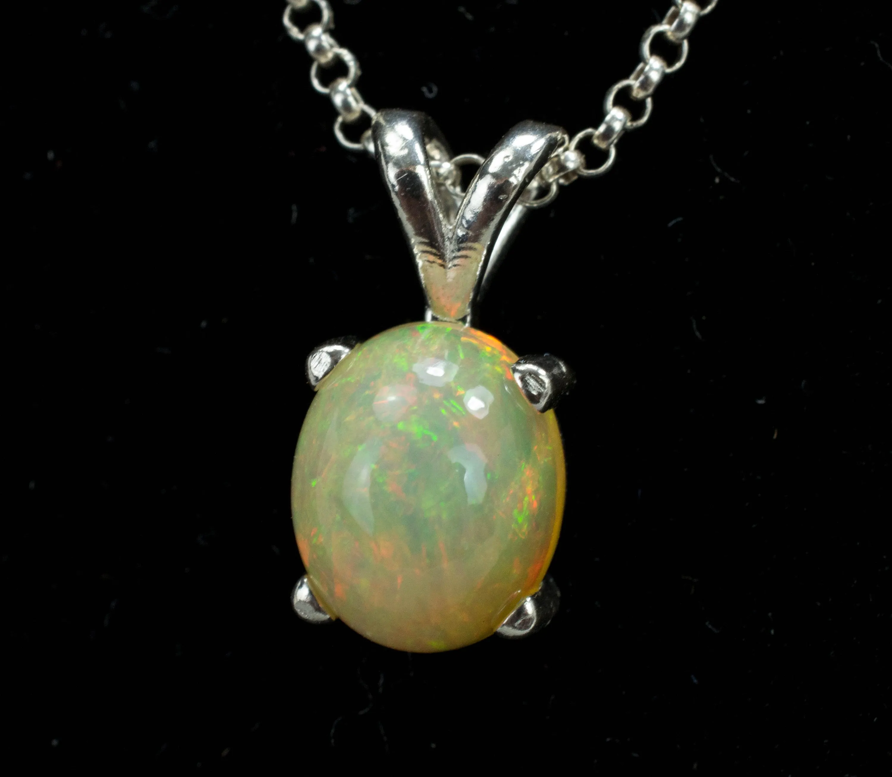 Opal Sterling Silver Pendant, Genuine Untreated Ethiopian Opal