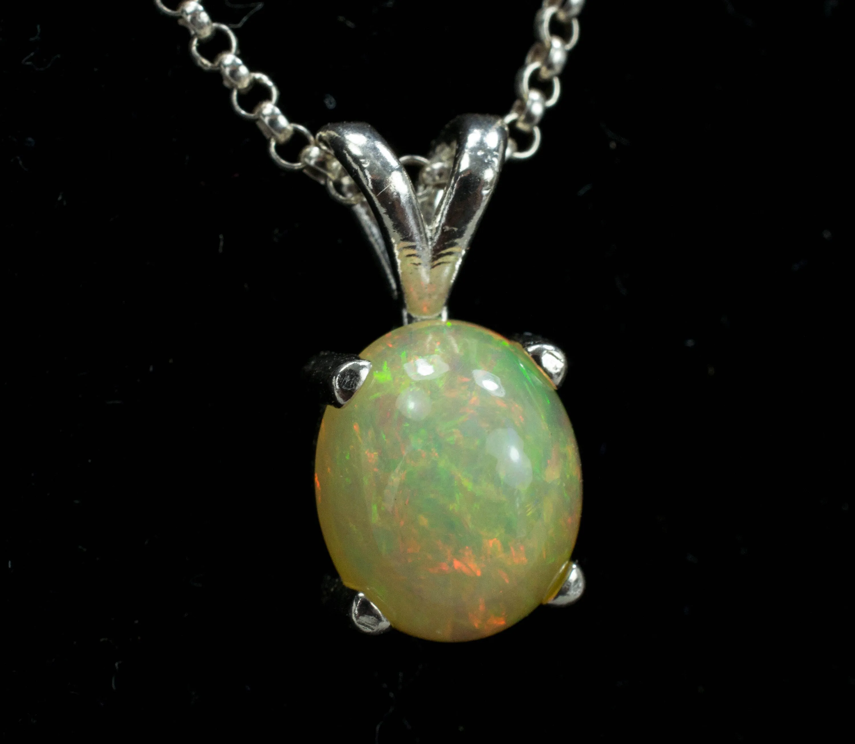 Opal Sterling Silver Pendant, Genuine Untreated Ethiopian Opal