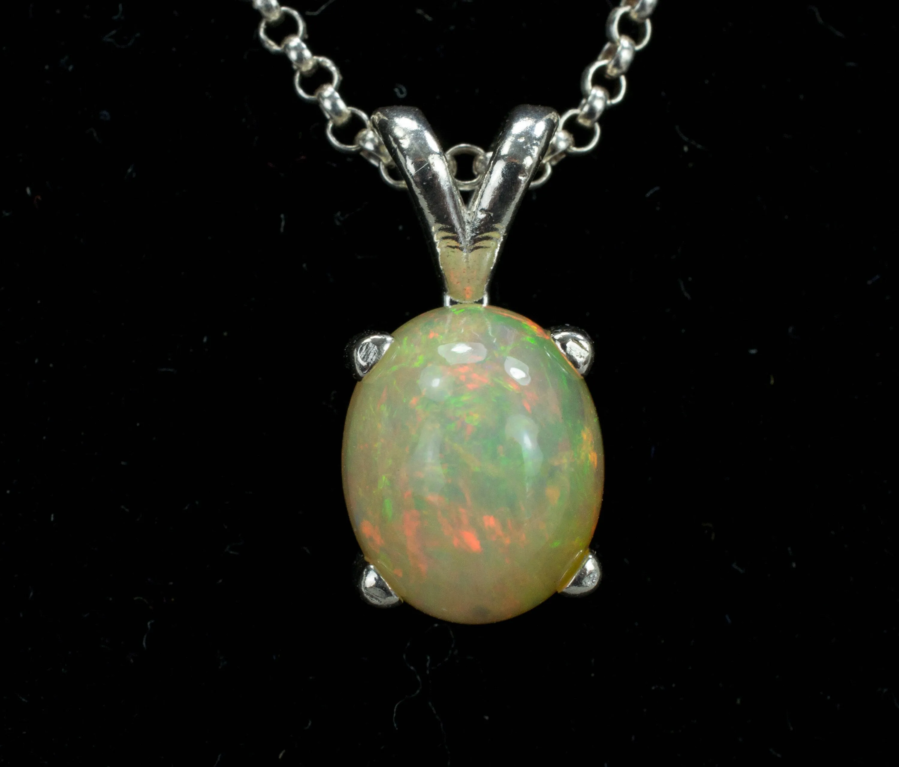 Opal Sterling Silver Pendant, Genuine Untreated Ethiopian Opal