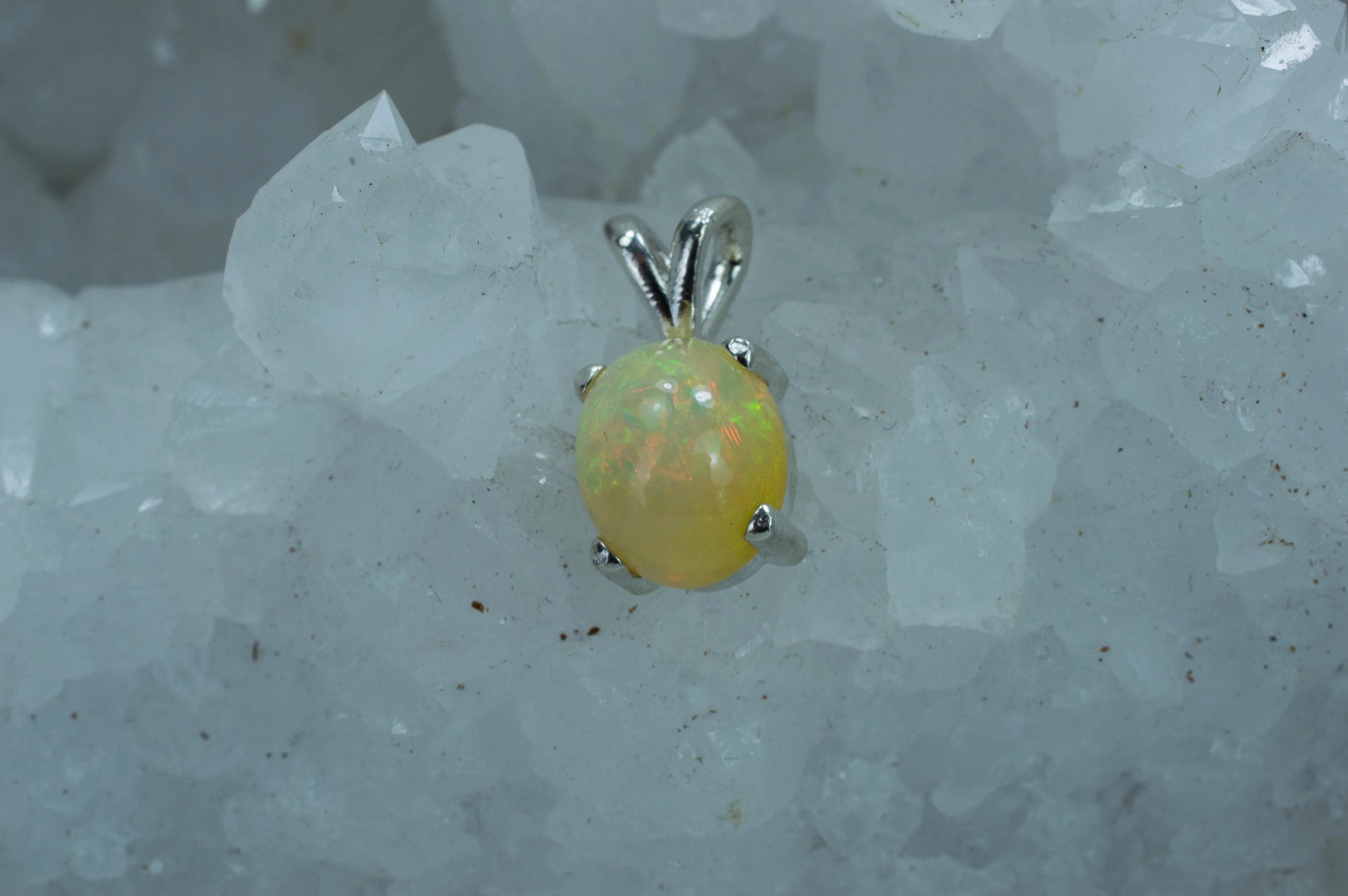 Opal Sterling Silver Pendant, Genuine Untreated Ethiopian Opal