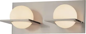 Orbit 2 Light Vanity In Matte Satin Nickel and White Opal Glass