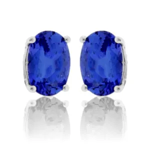 Oval Cut Tanzanite Stud Earrings