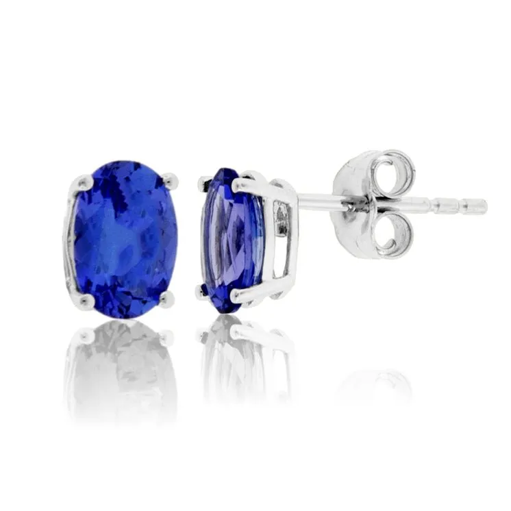 Oval Cut Tanzanite Stud Earrings