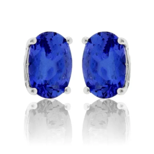 Oval Cut Tanzanite Stud Earrings
