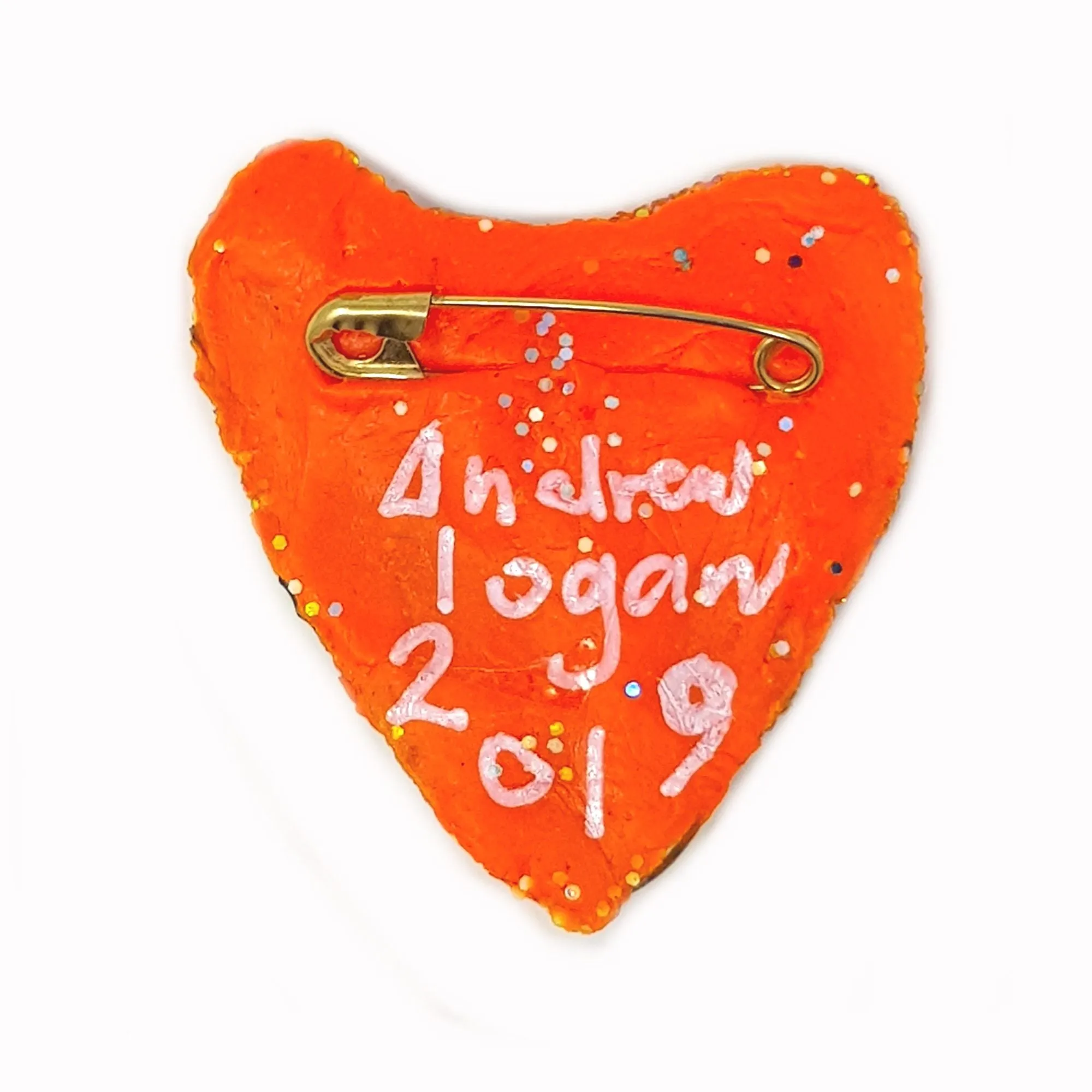 PALE ORANGE DIMPLE HEART BROOCH
