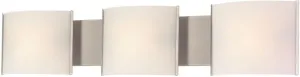 Pannelli Led 3 Light Vanity In Satin Nickel and Hand Moulded Opal White Glass