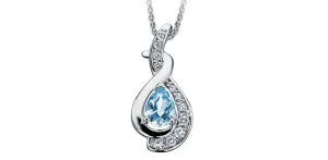 Pear Shaped Aquamarine Diamond Swirl Pendant