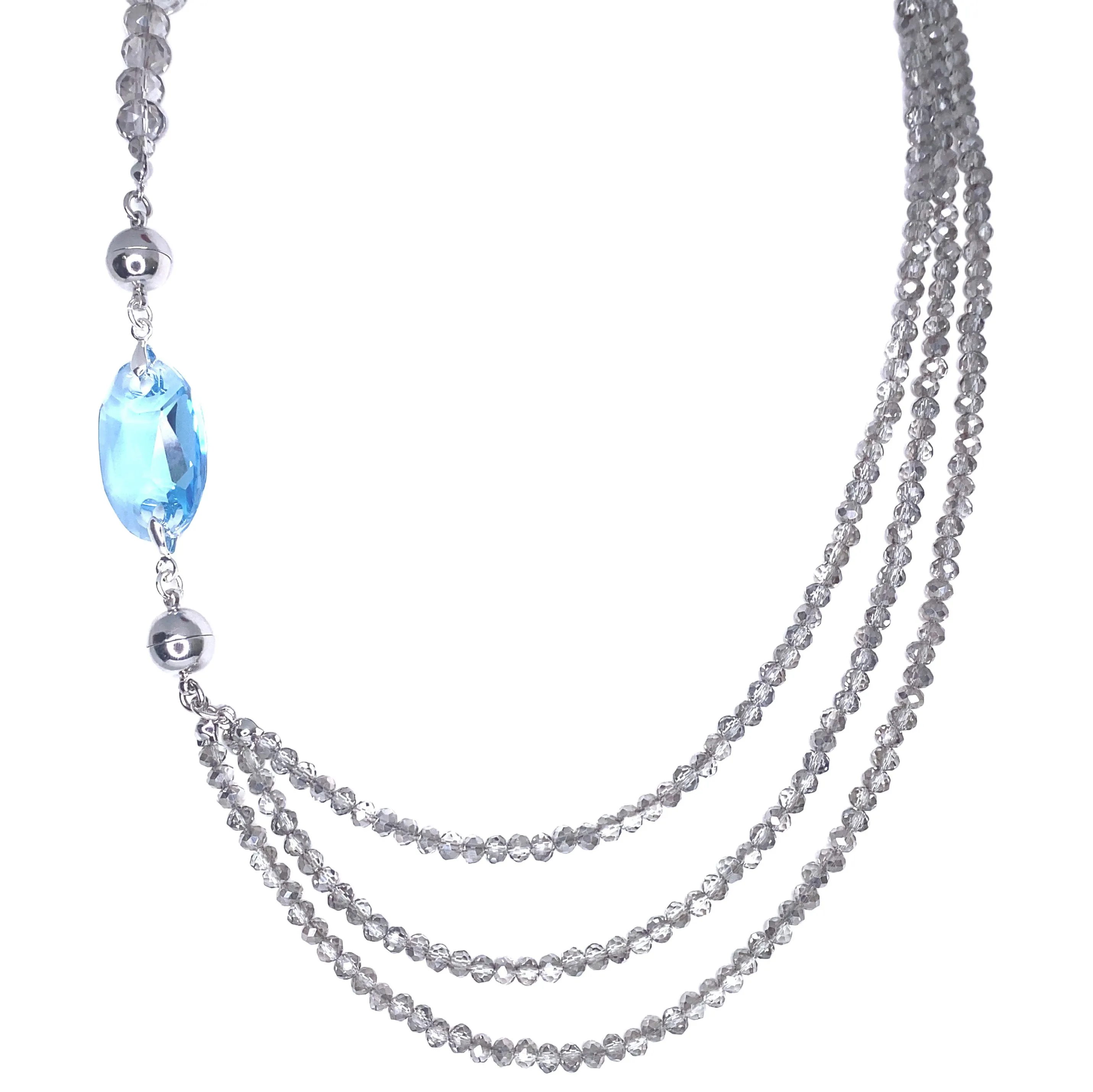 Pendant - Austrian Crystal - Oval - Aquamarine