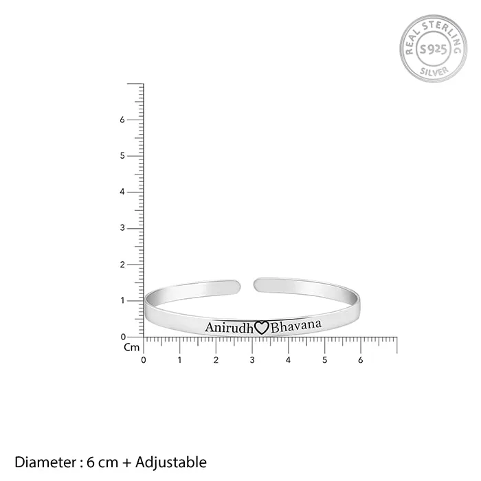 Personalised Silver Forever Together Cuff Bracelet