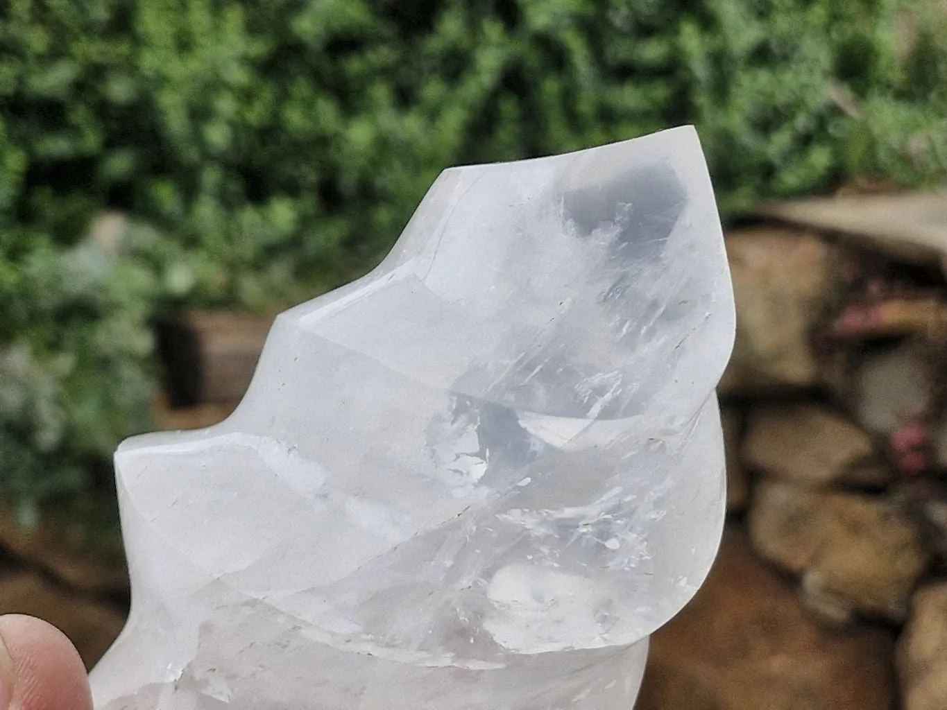 Polished Girasol Pearl Quartz Flames x 3 From Ambatondrazaka, Madagascar