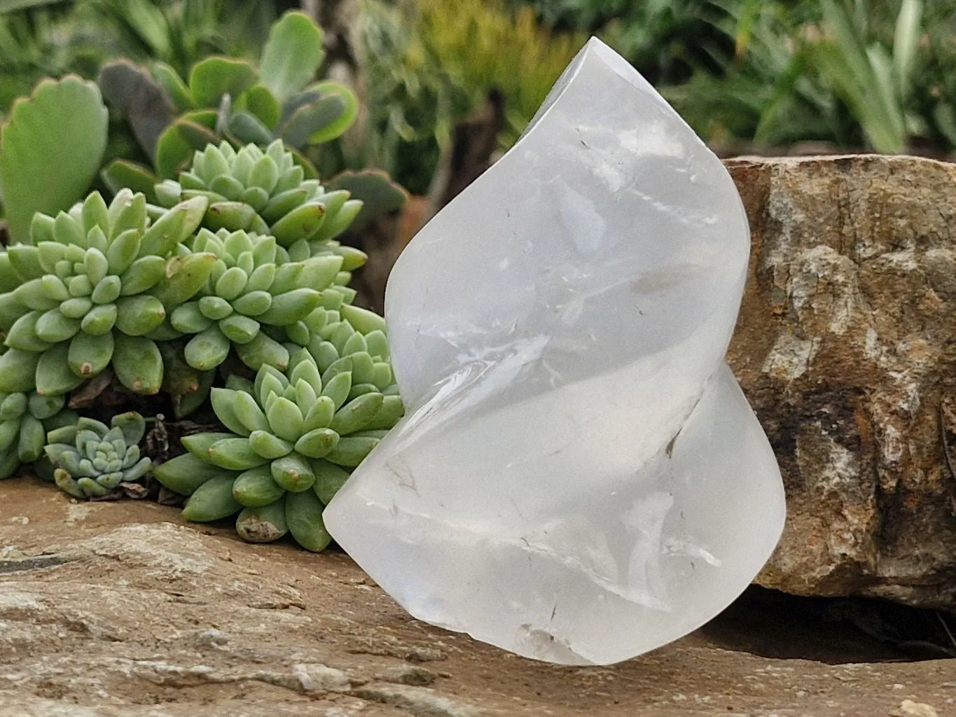 Polished Girasol Pearl Quartz Flames x 3 From Ambatondrazaka, Madagascar