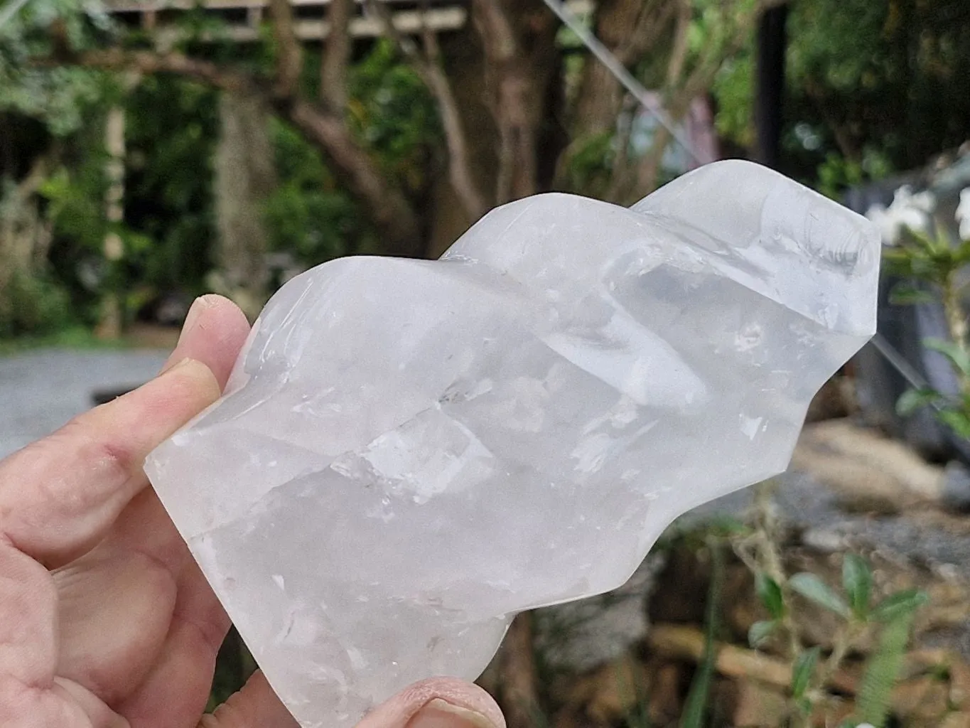 Polished Girasol Pearl Quartz Flames x 3 From Ambatondrazaka, Madagascar