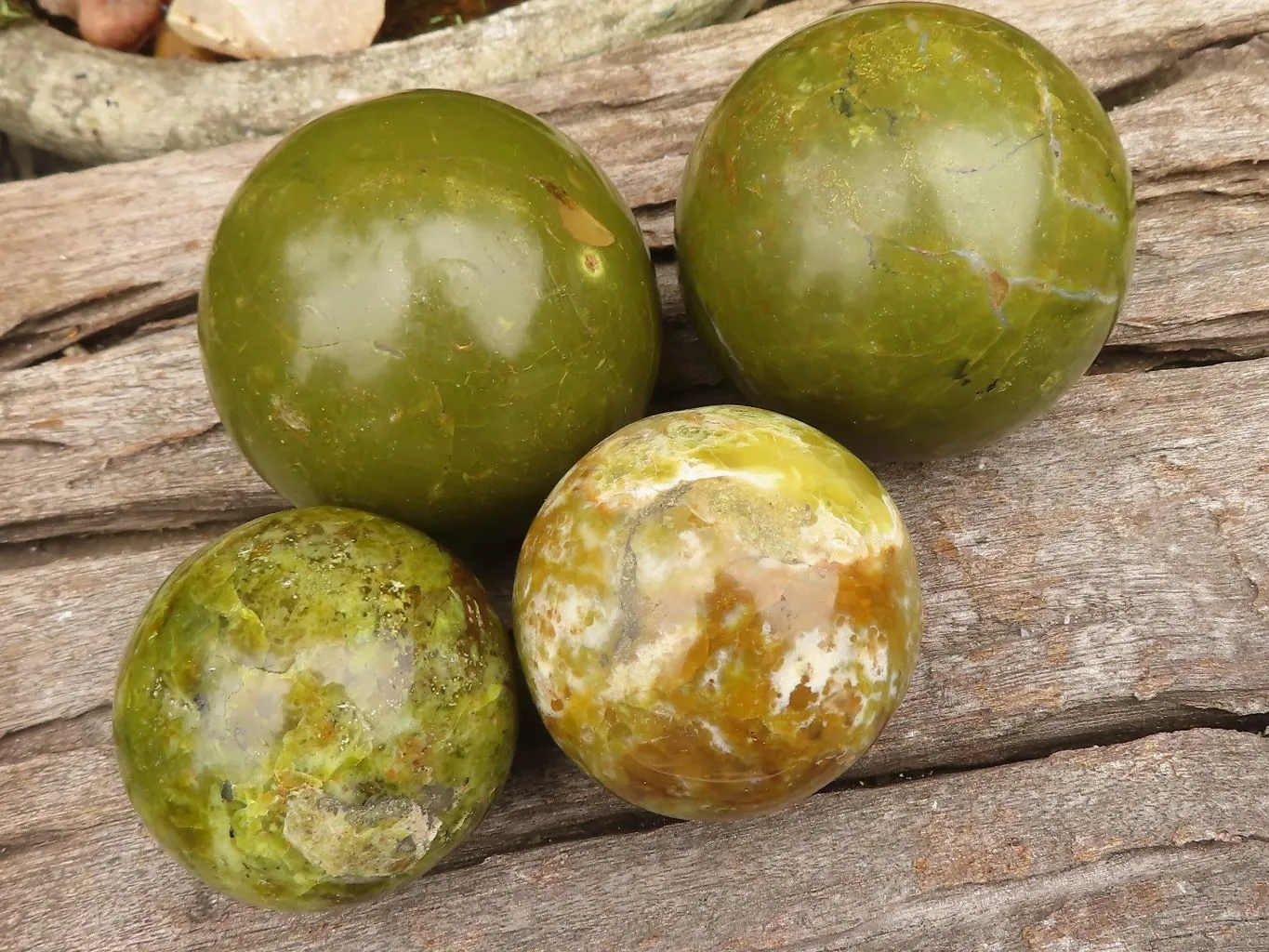 Polished Gorgeous Selection Of Green Opal Spheres  x 3 From Madagascar