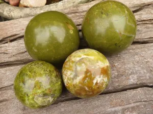 Polished Gorgeous Selection Of Green Opal Spheres  x 3 From Madagascar