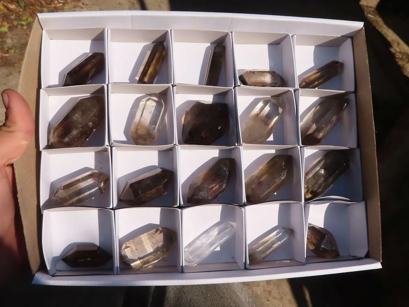 Polished Mixed Smokey Quartz Points x 20 From Madagascar